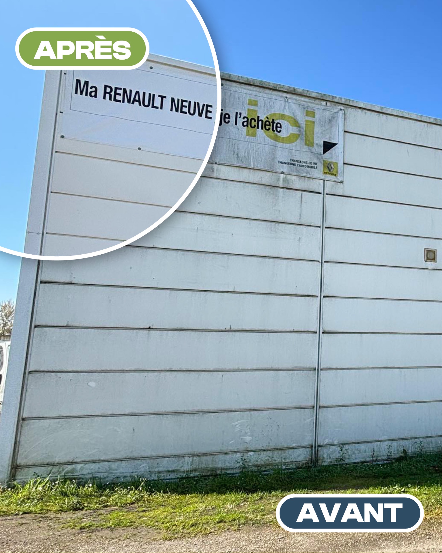 Bardage — Commerce — avant après nettoyage par drone